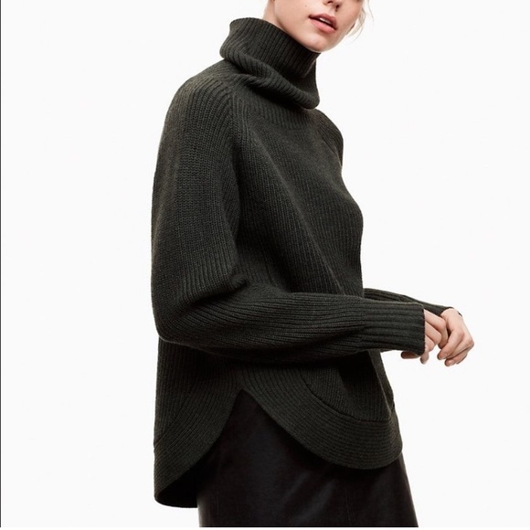 Wilfred Free Italian Yarn Turtleneck Sweater in Dark Green Size XXS - Picture 4 of 10